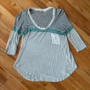 Bordeaux 3/4 Sleeve Stripe